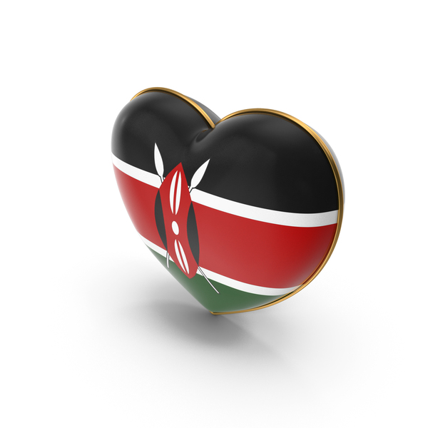 Kenya Country Flag In Heart Golden Frame PNG & PSD Images