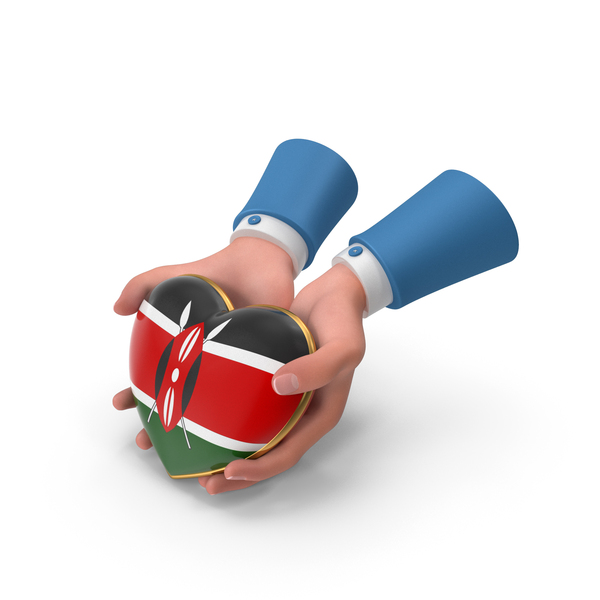Kenya Country Heart Flag Hold in Hands PNG & PSD Images