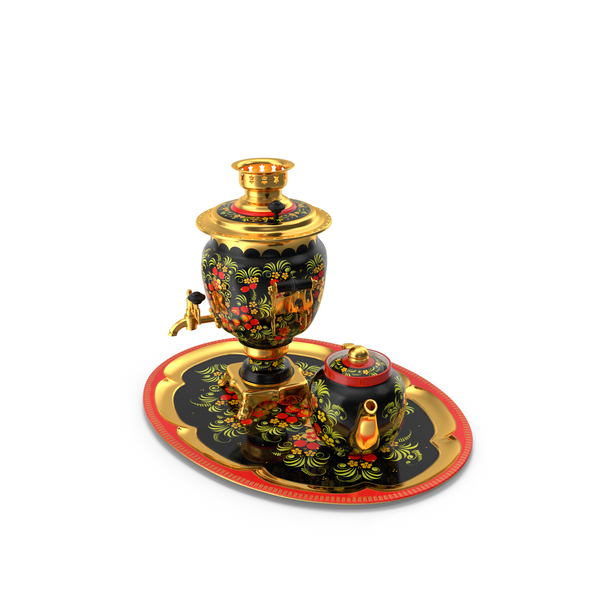 Teapot: Khokhloma Electric Samovar Set PNG & PSD Images Teapot: Khokhloma Electric Samovar Set PNG & PSD Images