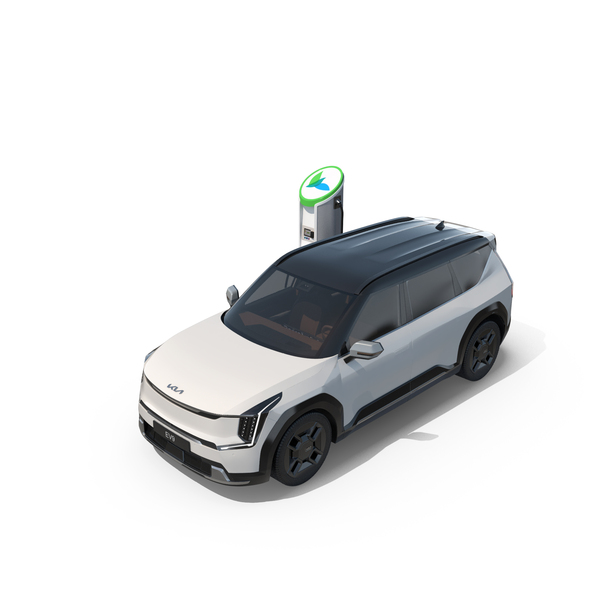Charger: KIA EV9 SUV At Electric Car Charging Station PNG & PSD Images Charger: KIA EV9 SUV At Electric Car Charging Station PNG & PSD Images