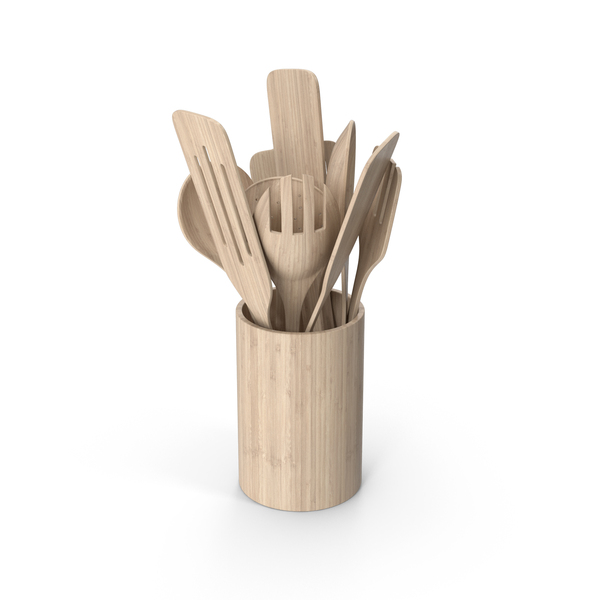 Kitchenware: Kitchen Wooden Utensils In Wooden Mug PNG & PSD Images