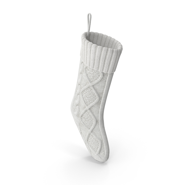 Knitted Christmas Stocking in White PNG & PSD Images