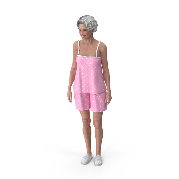 Elderly: Korean Woman In Nightwear Standing PNG & PSD Images