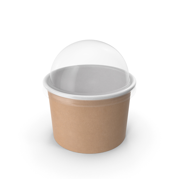 Takeaway Container: Kraft Paper Food Cup with Clear Lid for Dessert 8 Oz 200 ml PNG & PSD Images