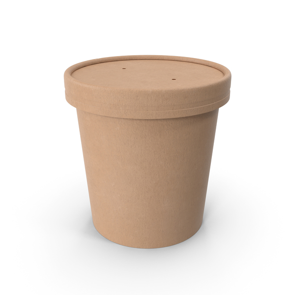 Industrial Equipment: Kraft Paper Food Cup with Vented Lid Disposable Ice Cream Bucket 16 Oz 450 ml PNG & PSD Images