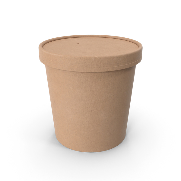 Takeaway Container: Kraft Paper Food Cup with Vented Lid Disposable Ice Cream Bucket 26 Oz 750 ml PNG & PSD Images