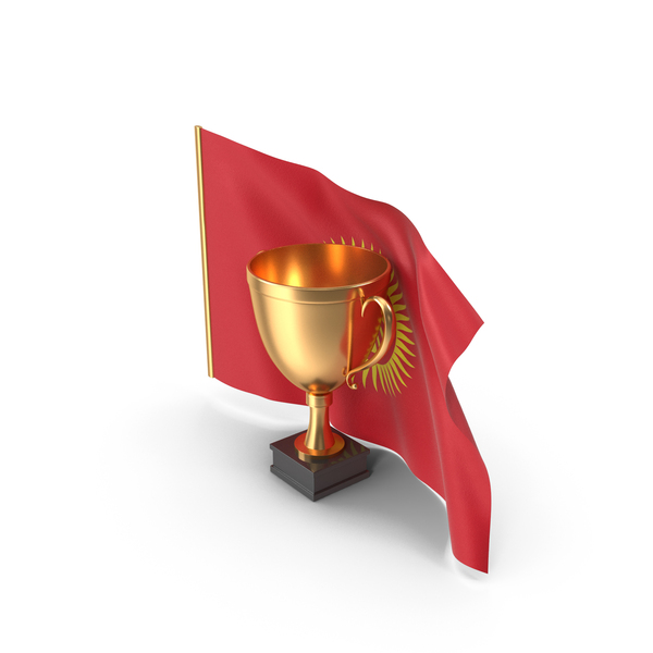Kyrgyzstan Golden Trophy Flag PNG & PSD Images