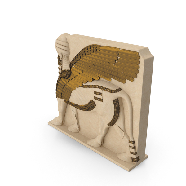 Sculpture: Lamassu Beige With Gold Statue PNG & PSD Images Sculpture: Lamassu Beige With Gold Statue PNG & PSD Images