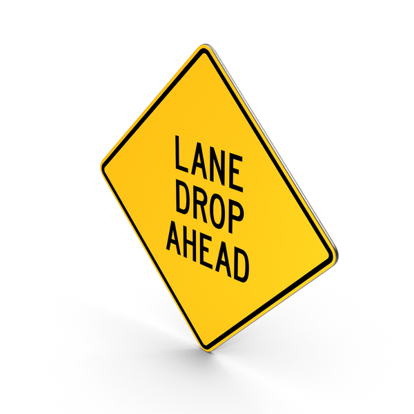 Traffic Signs: Lane Drop Ahead Road Sign PNG & PSD Images