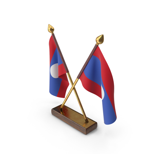 Flag: Laos Cloth Two Flags Stand PNG & PSD Images