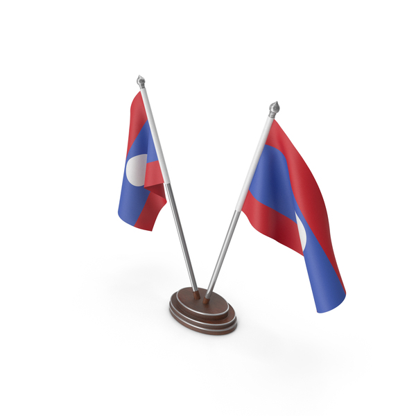 Flag: Laos Cloth Two Flags Stand PNG & PSD Images