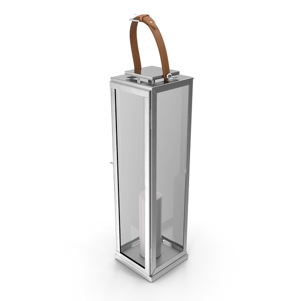 Large Aluminium and Glass Lantern with Candle PNG & PSD Images