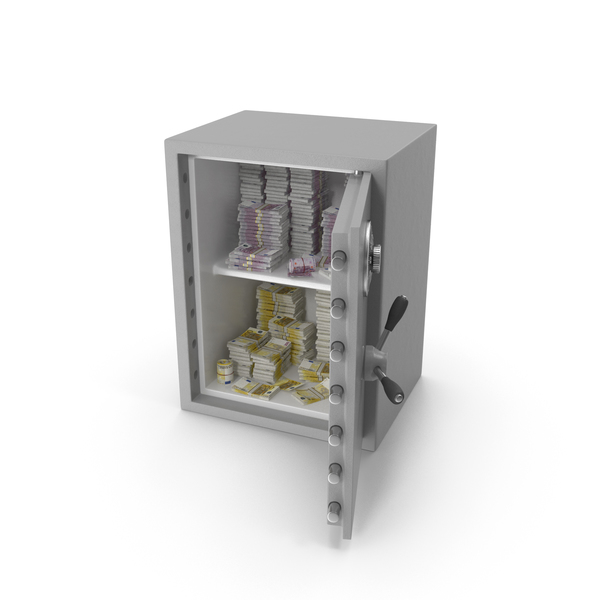 Large Safe with Euro Stacks PNG & PSD Images Large Safe with Euro Stacks PNG & PSD Images