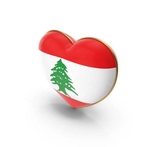 Lebanon Country Flag In Heart Golden Frame PNG & PSD Images