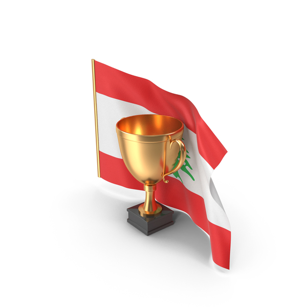 Lebanon Golden Trophy Flag PNG & PSD Images