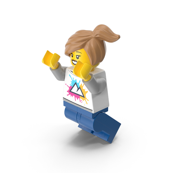 People: Lego Minifigure Female Jumping PNG & PSD Images
