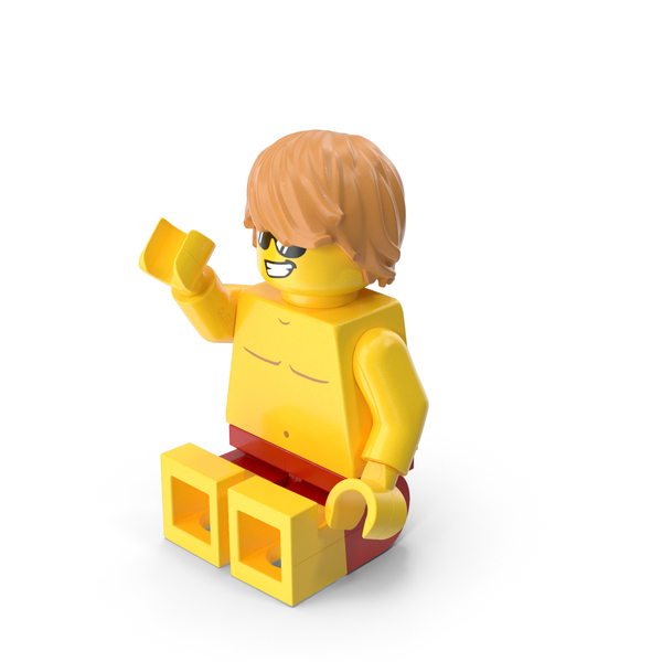 People: Lego Minifigure Male Beach Sitting Arm Up PNG & PSD Images