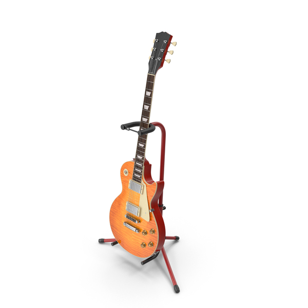 Les Paul Style Guitar On Foldable Stand PNG & PSD Images