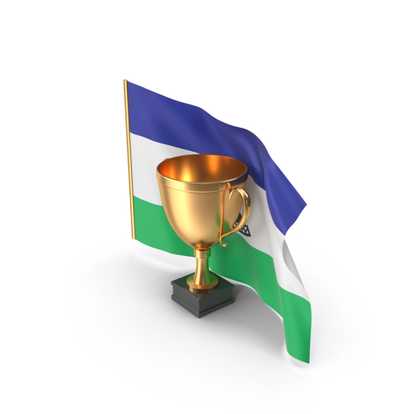Lesotho Golden Trophy Flag PNG & PSD Images