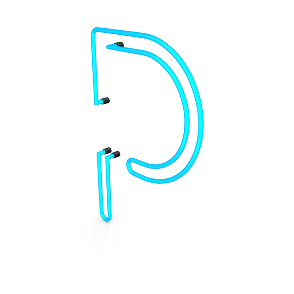 Roman Alphabet: Letter Blue Neon P PNG & PSD Images