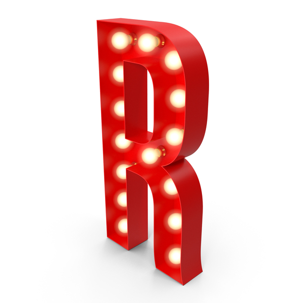 罗马：灯泡发光字母字母r PNG和PSD图像