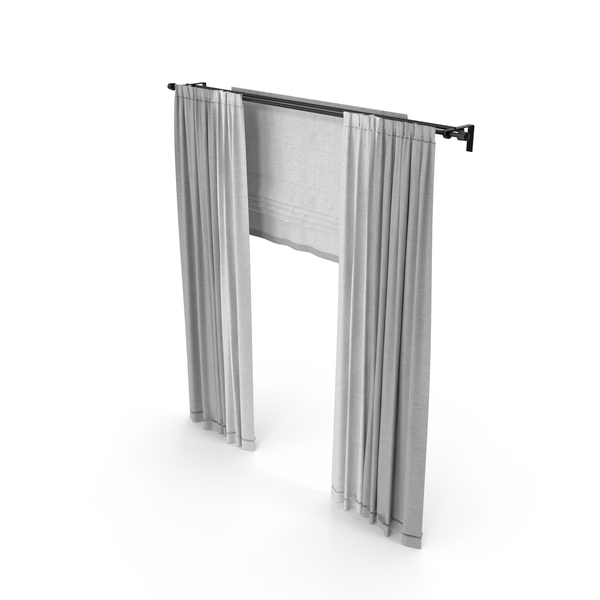 Light Gray Curtains With Roman Blinds PNG Images & PSDs for Download ...