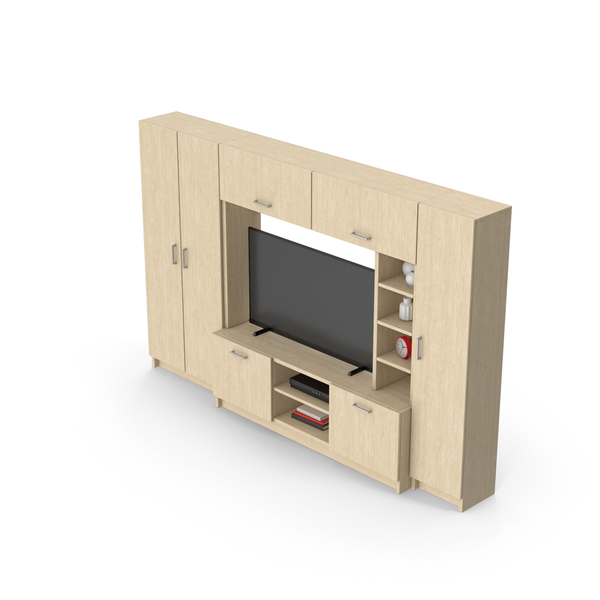 Light Wooden TV Unit Set PNG & PSD Images