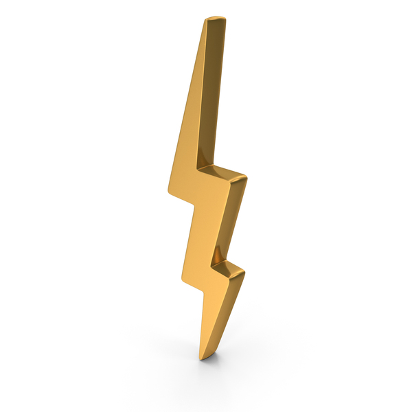 Symbols: Lightning Thunder Icon Gold PNG & PSD Images