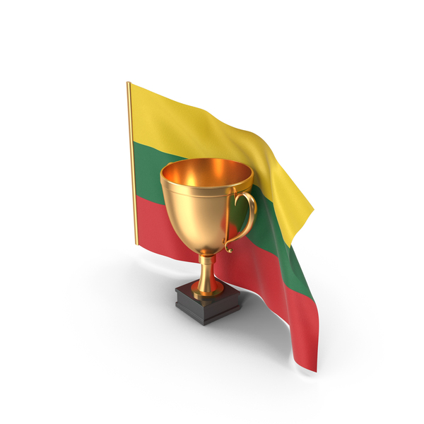 Lithuania Golden Trophy Flag PNG & PSD Images