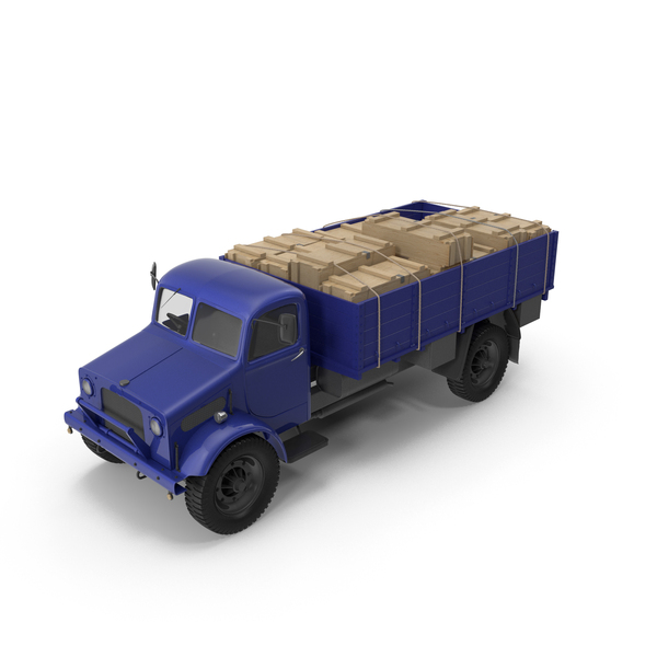 Transporter: Loaded Blue Vintage Truck PNG & PSD Images