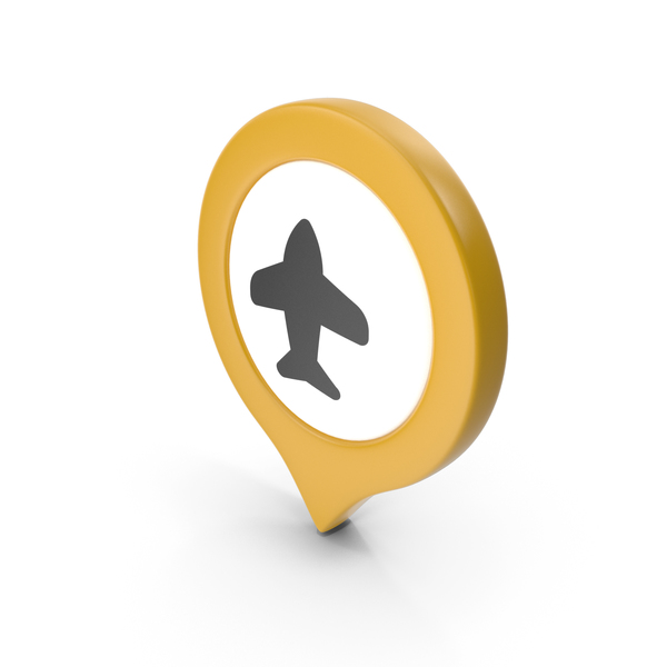 Computer Icon: Location Sign Airport Yellow PNG & PSD Images