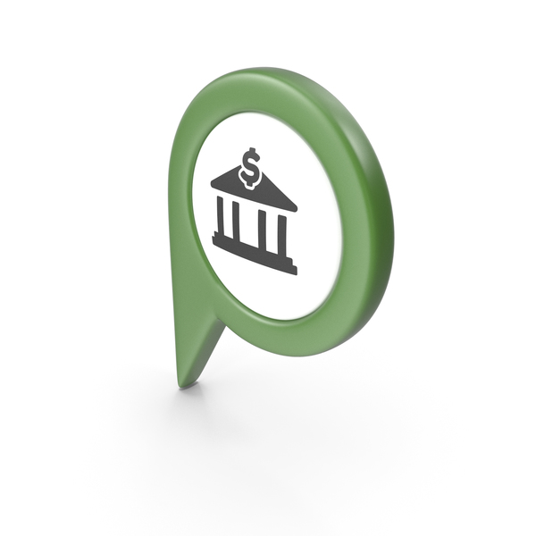 Computer Icon: Location Sign Bank Green PNG & PSD Images