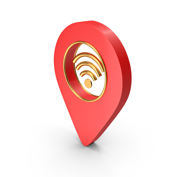 Map: Location Symbol With Wifi Red PNG & PSD Images
