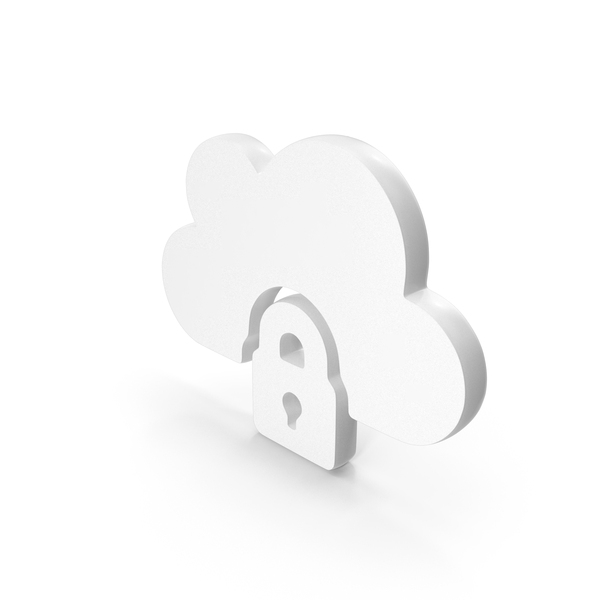 Symbols: Lock On Cloud Icon White PNG & PSD Images