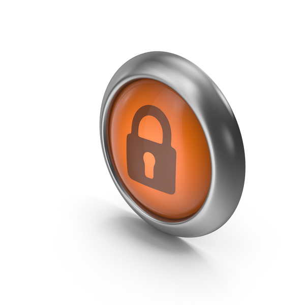 Computer: Lock Orange Icon Button PNG & PSD Images