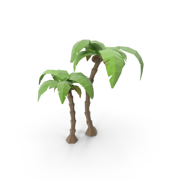 Cartoon Palm Tree: Low Poly Beach Scene PNG & PSD Images