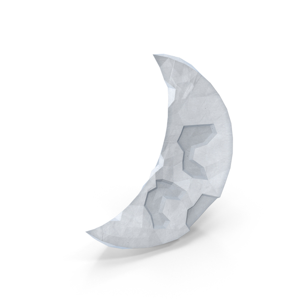 Low Poly Crescent Moon PNG & PSD Images