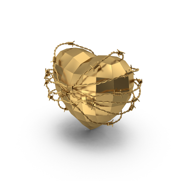 Shape: Low Poly Golden Heart In Barbed Wire PNG & PSD Images Shape: Low Poly Golden Heart In Barbed Wire PNG & PSD Images