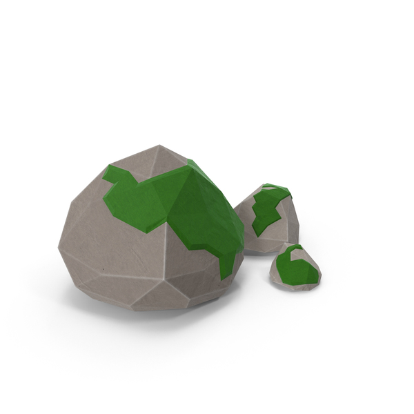 Low Poly Mossy Rocks PNG & PSD Images