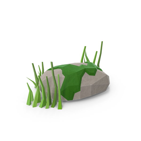 Low Poly Rock with Grass PNG & PSD Images