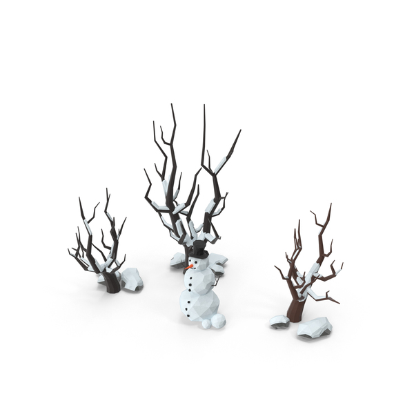 Low Poly Snow Scene Snowman PNG & PSD Images Low Poly Snow Scene Snowman PNG & PSD Images