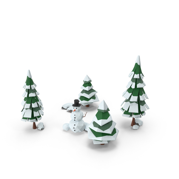 Low Poly Snow Scene Snowman PNG & PSD Images Low Poly Snow Scene Snowman PNG & PSD Images