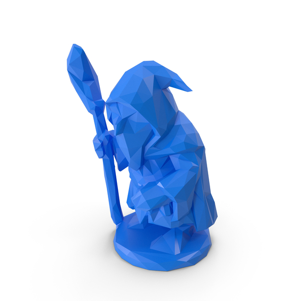 Sculpture: Low Poly Stylized Warlock Magician PNG & PSD Images