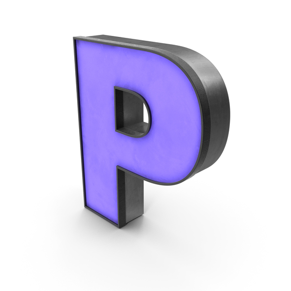 Symbols: Luminous Letter P Blue PNG & PSD Images