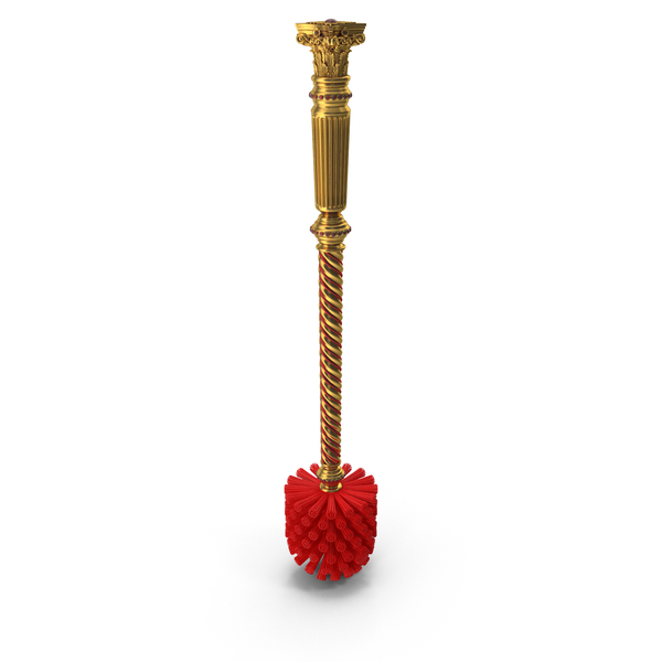 Luxury Baroque Golden Toilet Brush Red PNG & PSD Images
