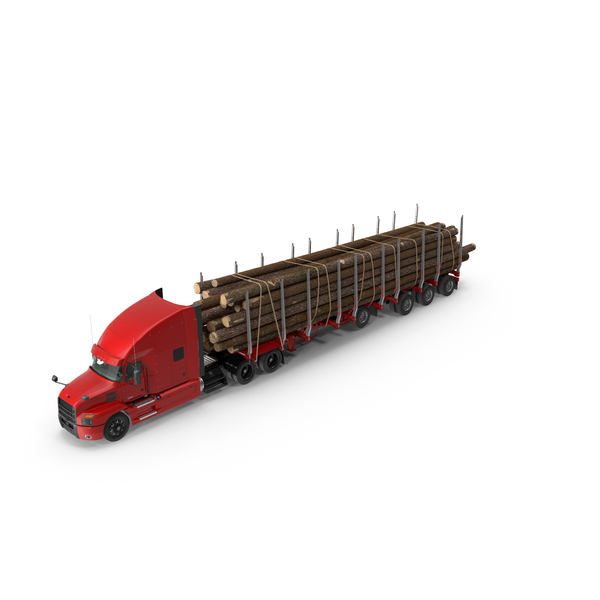Transporter: Mack Anthem Truck With Logging Trailer PNG & PSD Images