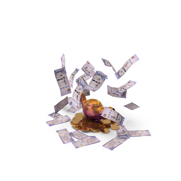 Currency: Magic Lamp Saudi 500 Riyals Money Falling Coins PNG & PSD Images