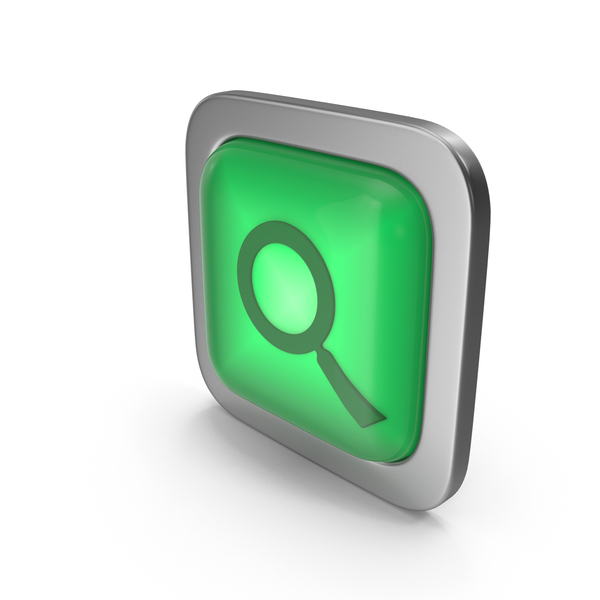 Computer: Magnifier Green Icon Square Button PNG & PSD Images