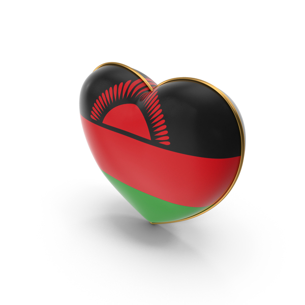 Malawi Country Flag In Heart Golden Frame PNG & PSD Images