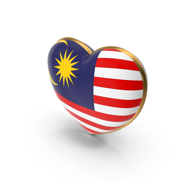 Malaysia Country Heart Flag Dual Shade Metallic Solid PNG & PSD Images